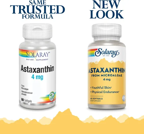 Vista 2 de SOLARAY Astaxantina 4 mg Antioxidante Ojo saludable, piel, función cardiovascular y apoyo articular 60 cápsulas blandas