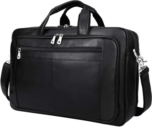 Vista 7 de Augus Maletín de Cuero Genuino para Viaje de Negocios, Bolsas Duffel para Hombre, Bolsa para Laptop que se ajusta a portátiles de 15.6 pulgadas