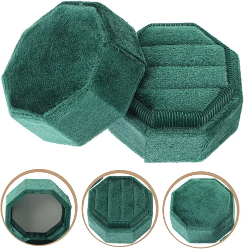 Vista 7 de BESTonZON Caja de tres cajas de anillos Anillos de promesa para parejas Estante de exhibición pequeño Joyero para mujer Caja de anillo de fieltro