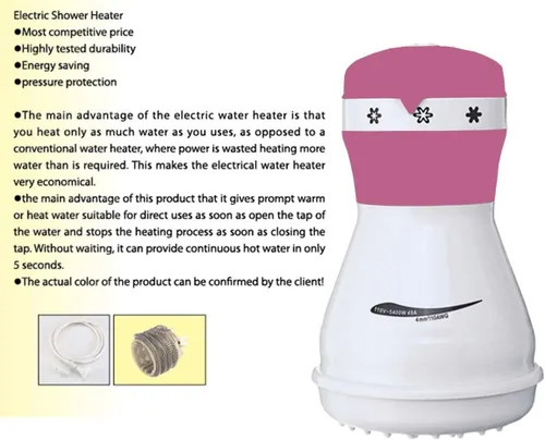 Vista 2 de Calentador de cabezal de ducha eléctrico de 5400 W, calentador de agua instantáneo, ducha eléctrica, 110 V, calentador de agua sin tanque, eléctrico