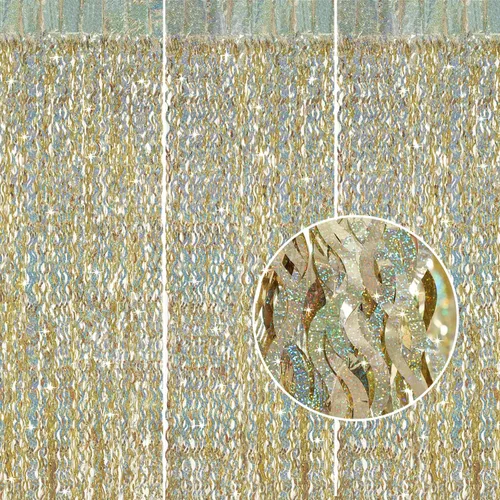 Vista 19 de CYLMFC Paquete de 3 Cortinas de Papel Metálico Arcoíris - 3.3x6.6 pies Serpentinas Metálicas de Oropel Cortinas de Fondo para Cabina de Fotos