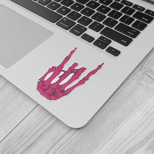 Vista 4 de Rock On Skeleton Hand Pink Cute Bumper Sticker Decoración de automóvil, computadora portátil, botella de agua, pared, calcomanía de vinilo