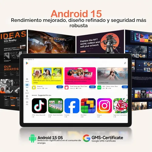Vista 3 de Tableta Android 15 de 11 pulgadas con procesador Octa Core 16 GB RAM 128 GB ROM 1TB Expandir tableta con batería de 7000 mAh, cámara de 21 MP