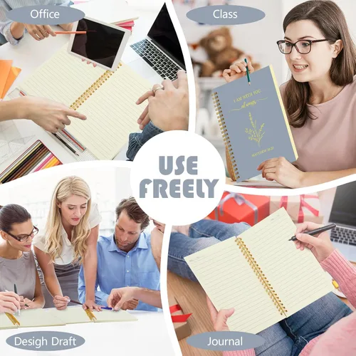 Vista 6 de Gueevin Paquete de 5 Cuadernos en Espiral Estéticos Suministros Escolares A5 Rayado Ancho 160 Páginas/80 Hojas Cuaderno Lindo para Trabajo