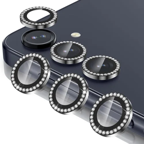 Vista 28 de Casetego Protector de lente de cámara para Galaxy Z Fold 8, [Diseño de purpurina mejorado], [Fuerte adherencia], lente de vidrio templado 9H negro
