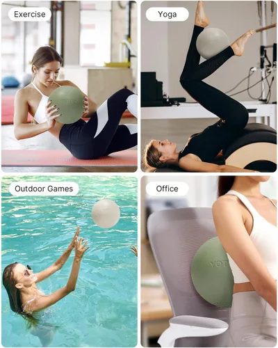 Vista 7 de YOTTOY Pelota de ejercicio pequeña, pelota de pilates de 9 pulgadas con tecnología antiestallido para estabilidad, ideal para yoga, pilates, terapia