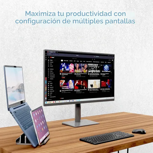 Vista 6 de Soporte ajustable para laptop, 5 ranuras, ahorro de espacio de aluminio, para Apple MacBook/Surface/Galaxy/Tablet/iPad/iPhone, plateado