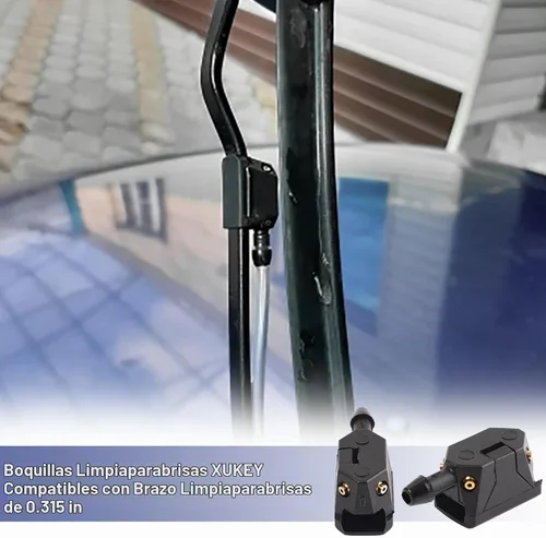 Vista 5 de XUKEY Kit de boquilla rociadora para lavaparabrisas, ajuste universal para brazo de limpiaparabrisas de 0.31 a 0.35 pulgadas, ángulo de rociado