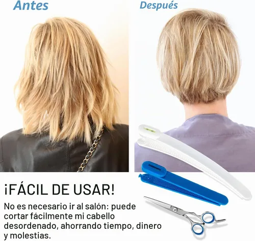 Vista 6 de Tijeras de corte de cabello, kit de corte de cabello para mujeres, herramientas de corte de cabello para el hogar, cortador de flequillo, capas