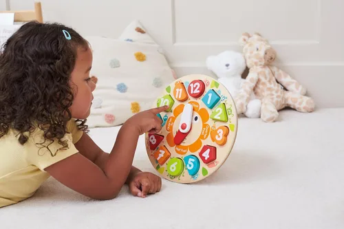Vista 3 de Hape Juego de rompecabezas de reloj grueso, multicolor, 9.65 x 1.38 pulgadas