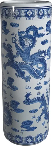 Vista 8 de Idea de regalo para decoración casera elegante de calidad fina - Depósito clásico para guardar paraguas y bastones de porcelana china de 24 pulgadas