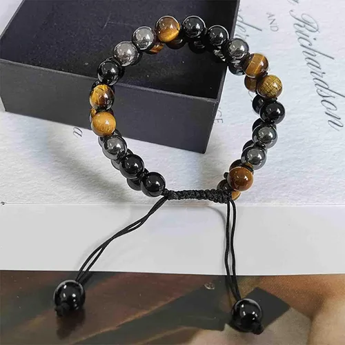 Vista 6 de Pulsera de triple protección pulsera de cuentas de obsidiana negra y hematita de 0315in para hombres y mujeres trae suerte prosperidad y felicidad
