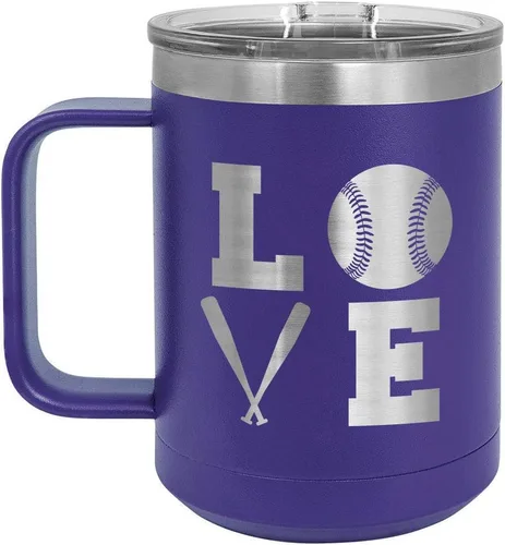 Vista 8 de BASEBALL LOVE CUADRADO Negro 15 oz taza de café w/tapa superior deslizante Taza de café de viaje aislado Ideas de regalo de cumpleaños o Navidad
