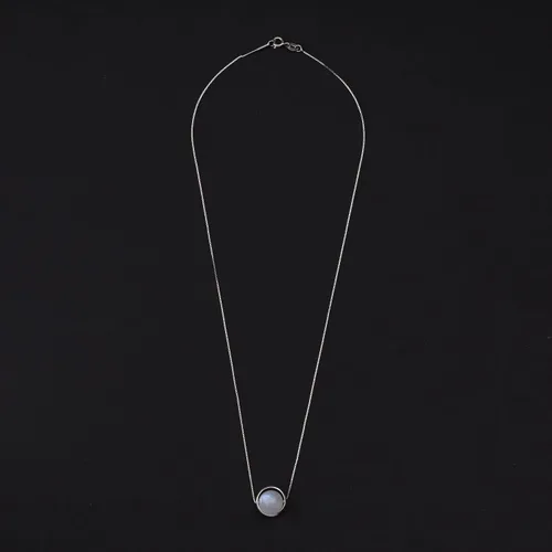 Vista 6 de COAI Collar de cristal curativo simple de cadena de plata de ley 925, Piedra, piedra lunar