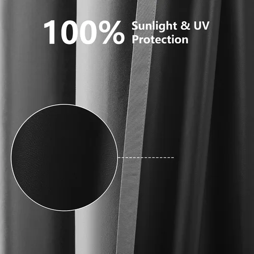 Vista 3 de YC WINRRARII Cortinas 100% opacas con forro negro para dormitorio, juego de 2 paneles de cortinas de bloqueo, tratamientos de ventana para sala