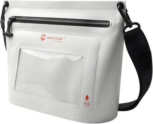 Vista 9 de IPX7 - Bolsa seca impermeable con bolsillo para pantalla táctil, bolsa de hombro hermética flotante con ranuras para tarjetas, material resistente