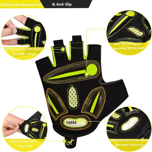 Vista 3 de Guantes de ciclismo para hombres y mujeres, antideslizantes, transpirables, almohadillas de gel de 0.197 pulgadas, guantes de bicicleta de carretera