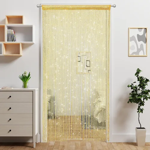 Vista 13 de 2 piezas de cortina de cuentas para puerta, divisor de habitación colgante, decoración de cuentas, panel de flecos con purpurina hippie para Negro
