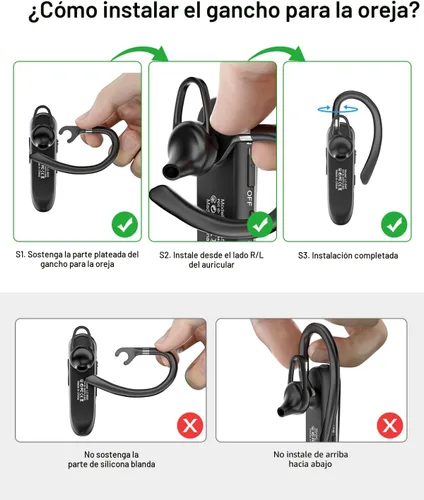Vista 7 de New bee Auricular Bluetooth V5.0 Auriculares inalámbricos manos libres con micrófono 24 horas Auriculares de conducción 60 días tiempo en espera