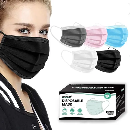 Vista 10 de NNPCBT 100 unidades de mascarillas desechables negras de 3 capas con filtro de protección