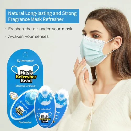Vista 2 de Mascarilla refrescante de larga duración y fuerte fragancia refrescante, paquete de 2, con aceites esenciales naturales de hierbas y plantas