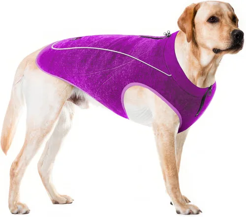 Vista 19 de Suéter de forro polar aislado para perros Chaleco ligero y cálido para perro Puerto con cremallera para arnés Chaqueta de invierno para clima
