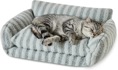 Vista 31 de Hollypet Cama para gatos, mullida, multifuncional, de doble capa, suave para mascotas, sofá ortopédico para gatos y perros pequeños, color beige