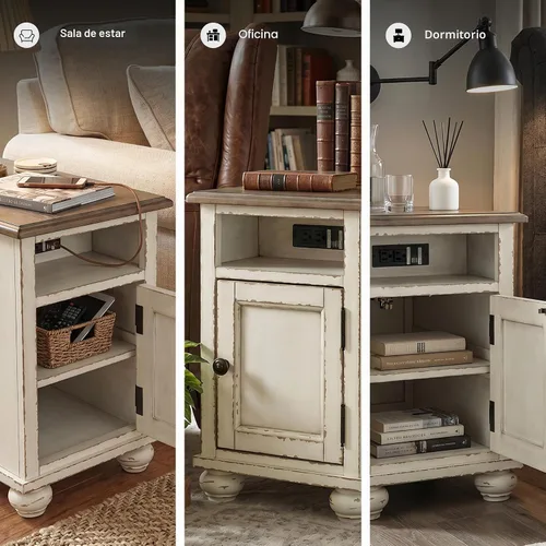 Vista 9 de Signature Design by Ashley Chairside End Table with Charging Station Blanco antiguo