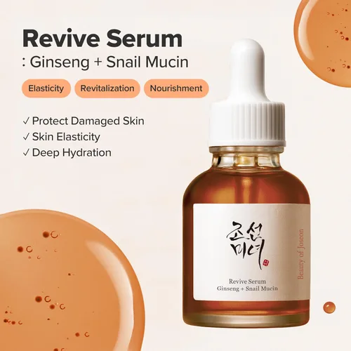 Vista 2 de Beauty of Joseon Revive Suero de Mucina de Caracol Ginseng Hidratante Facial de Péptidos Hidratante para Eliminar Manchas Oscuras y Cicatrices