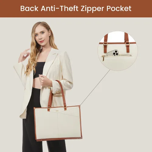 Vista 8 de LOVEVOOK Bolsa para laptop para mujer, bolsa de trabajo para laptop de 15.6 pulgadas, bolsa de trabajo Cancas, bolso casual para viajes, bolsas