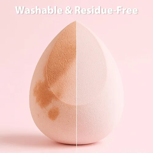 Vista 8 de Juego de esponjas de maquillaje Foonbe, esponjas difuminadoras, 7 piezas para líquido, crema y polvo, sin látex, esponjas de belleza multicolor
