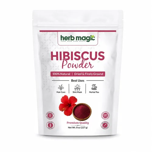 Vista 10 de Flores secas de hibisco perfectas para té y agua fresca mexicana, flor de jamaica, flores enteras y pétalos Herbmagic