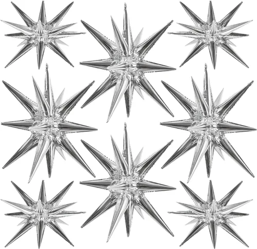 Vista 14 de TONIFUL 4 globos 4D enormes de estrella negra de 22 pulgadas, globos de aluminio de Mylar de estrella explosión para suministros de fiesta, telón