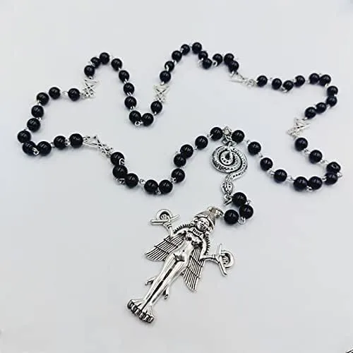 Vista 5 de MIN HI Rosario Baphomet Rosario misteriosoRosario Baphomet Collar de Rosario Baphomet Collar de altar de cabra de Satanás 15
