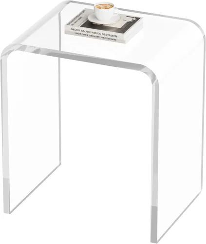 Vista 14 de Mesa auxiliar acrílica, mesa auxiliar de acrílico, mesa de centro transparente/mesita de noche para sala de estar, balcón, dormitorio, espacio