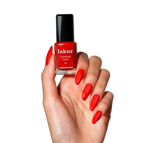 Vista 13 de LONDONTOWN Lakur Nail Polish - Red, Long-Lasting, Streak-Free, Chip-Resistant 21+ Free Non-Toxic Vegan Nail Color, Strengthens & Hydrates Nails