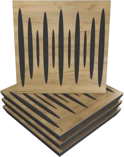 Vista 12 de Paquete de 4 paneles acústicos difusos para absorción de sonido «Pulsar» 19.7 x 19.7 x 2.1 pulgadas Absorción - Difusión - Reflexión Negro
