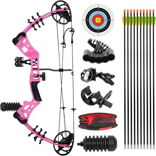 Vista 9 de Kit compuesto de arco y flecha, juego de arco y flecha juvenil, peso de tracción de 15-45 libras, longitud de tracción de 18 a 29 pulgadas, arco