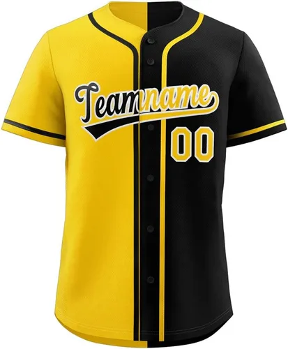 Vista 41 de Camiseta de béisbol dividida personalizada con botones y número de nombre cosido personalizado para hombres/mujeres/niños