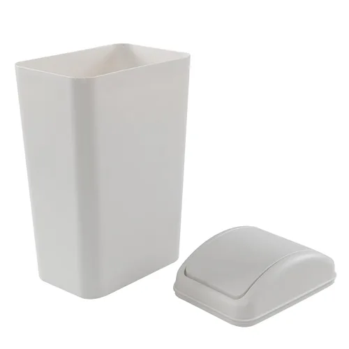 Vista 6 de Cand Cubo de basura de plástico pequeño de 14 L, cubos de basura delgados con tapa abatible, gris claro