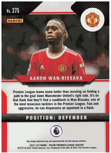 Vista 2 de 2021-22 PANINI PRIZM PREMIER LEAGUE #275 AARON WAN-BISSAKA MANCHESTER UNITED SOCCER OFFICIAL TRADING CARD OF THE PRO