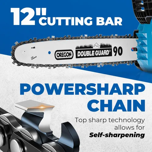 Vista 7 de Dong Cheng - Motosierra inalámbrica sin escobillas de 12 pulgadas, con batería de 20V de 4000mAh, velocidad de cadena de 12 m/s, tensado sin