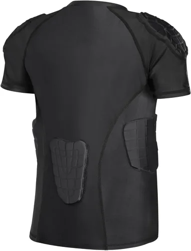 Vista 2 de TUOY New Football Rib Chest Protector Shirt Padded Compression Shirts 6 Pads Adult Sizes Dark Black