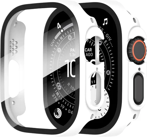 Vista 30 de Diruite Juego de 2 fundas para Apple Watch Series 3/2/1 de 38mm, protector de pantalla de vidrio templado ultradelgado de todo alrededor para iWatch