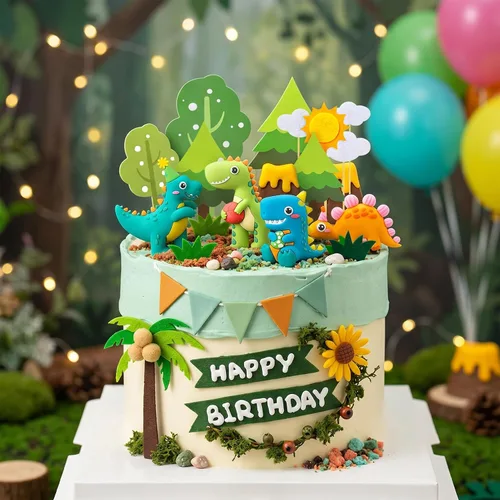 Vista 4 de Knana - 21 decoraciones de dinosaurio para tartas de dinosaurio para baby
