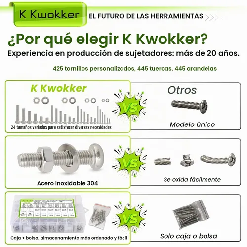 Vista 5 de Juego de 1315 piezas de tornillos de cabeza Phillips M2 M3 M4 M5, kit de 25 tamaños de pernos y tuercas, juego de tornillos de ajuste de acero
