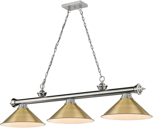 Vista 9 de Z-Lite 2306-3BP-RB15 Colgante de billar Cordon, 3 luces 180 vatios totales, chapado en bronce Placa de bronce