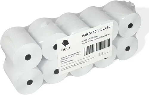 Vista 8 de Gorilla Supply - Rollos de PApel Térmicos, 3-1/8 x 230 pies, 10 rollos sellados.