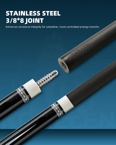 Vista 6 de KONLLEN Carbon Fiber Pool Cue Hand-Inlaid Design Low Deflection 58 Inch Azul-0.5 in