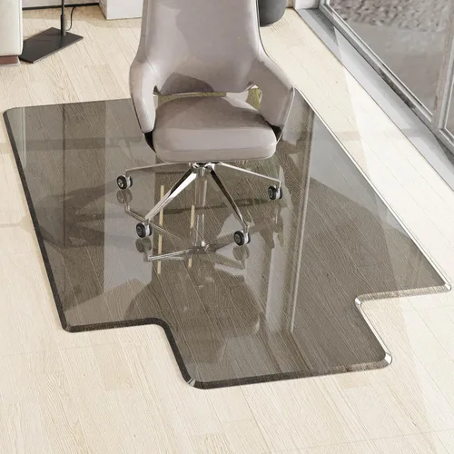 Vista 9 de MESAILUP Tapete para Silla de Oficina con Borde Biselado Irregular con Labio para Alfombra o Piso de Madera Dura Cristal Transparente 36" x 48